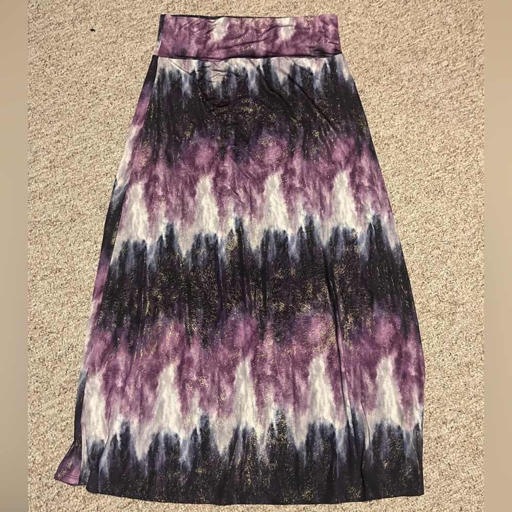 Agnes and Dora XL Maxi Purple and Black Tie-Dye Skirt